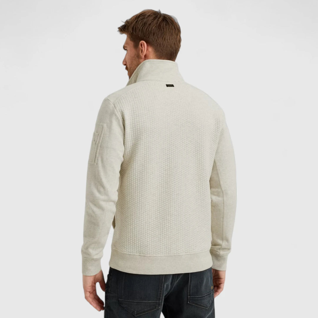PSW2508436-910 PME Legend Zip Jacket Jacquard Interlock Sweat Bone White Melee