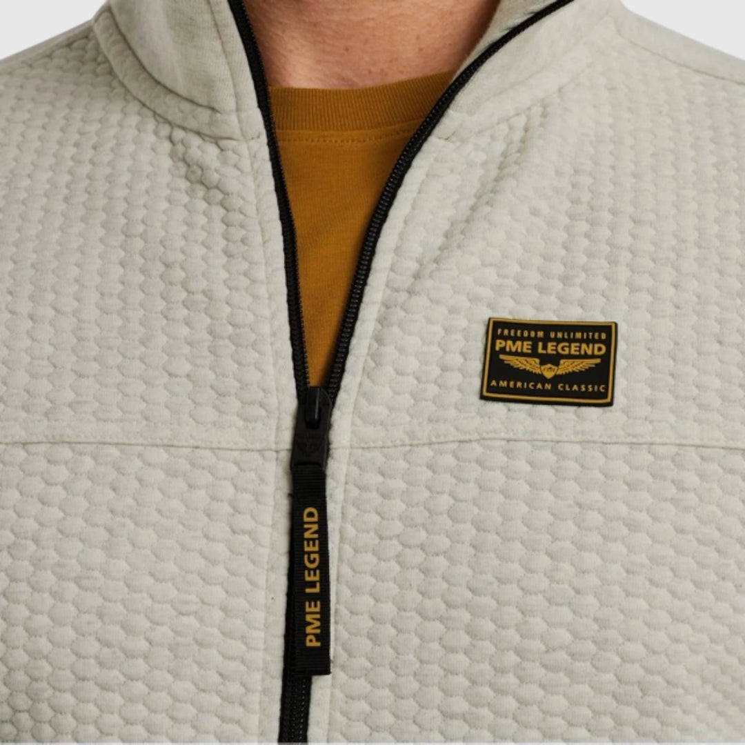 PSW2508436-910 PME Legend Zip Jacket Jacquard Interlock Sweat Bone White Melee