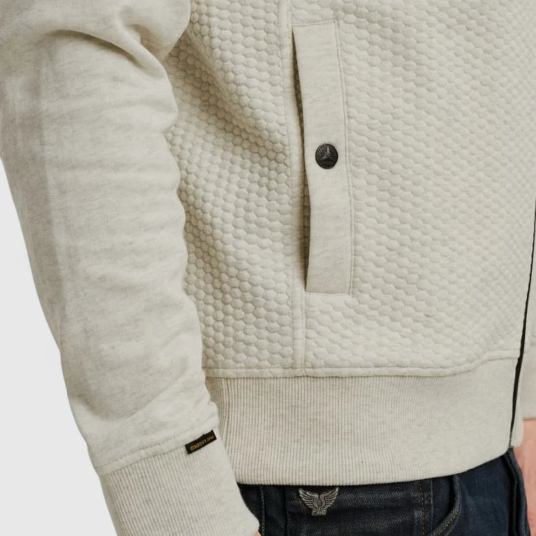 PSW2508436-910 PME Legend Zip Jacket Jacquard Interlock Sweat Bone White Melee