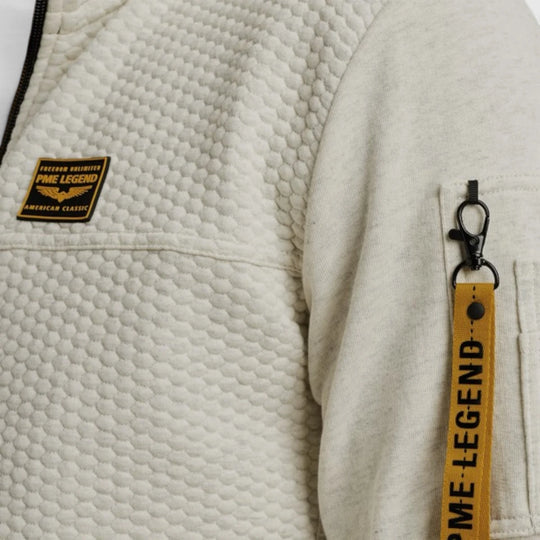 PSW2508436-910 PME Legend Zip Jacket Jacquard Interlock Sweat Bone White Melee