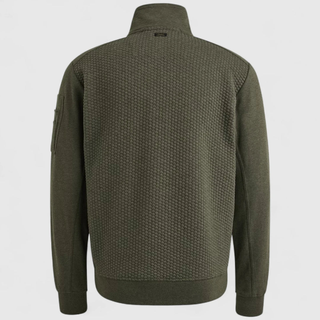 PSW2509436-8039 PME Legend Zip Jacket Jacquard Interlock Sweat Beluga / Groen