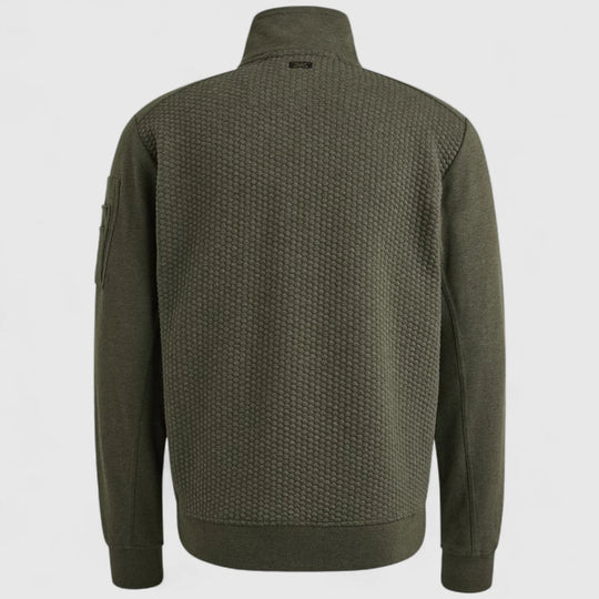 PSW2509436-8039 PME Legend Zip Jacket Jacquard Interlock Sweat Beluga / Groen