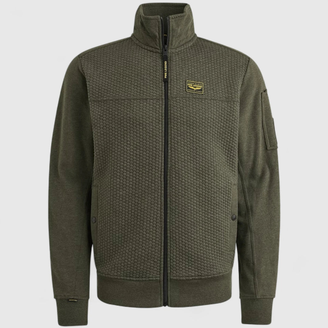 PSW2509436-8039 PME Legend Zip Jacket Jacquard Interlock Sweat Beluga / Groen