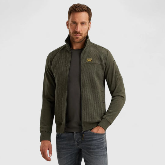 PSW2509436-8039 PME Legend Zip Jacket Jacquard Interlock Sweat Beluga / Groen
