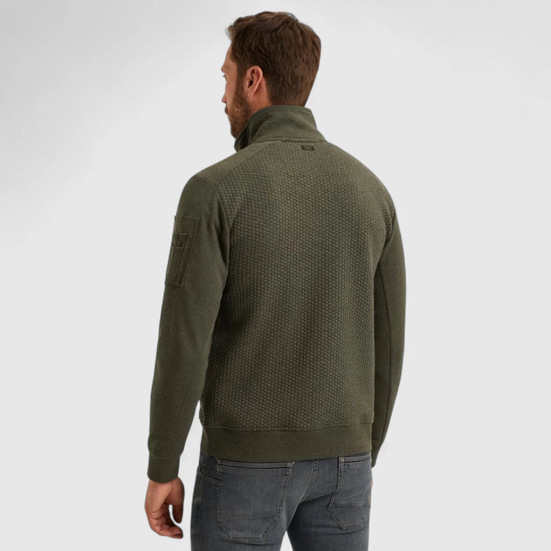 PSW2509436-8039 PME Legend Zip Jacket Jacquard Interlock Sweat Beluga / Groen