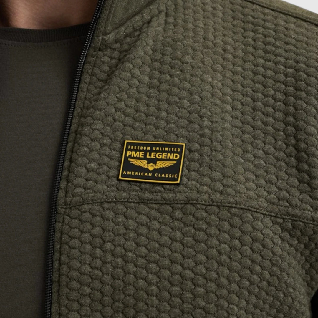 PSW2509436-8039 PME Legend Zip Jacket Jacquard Interlock Sweat Beluga / Groen