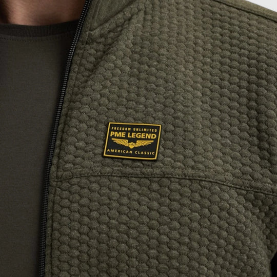 PSW2509436-8039 PME Legend Zip Jacket Jacquard Interlock Sweat Beluga / Groen