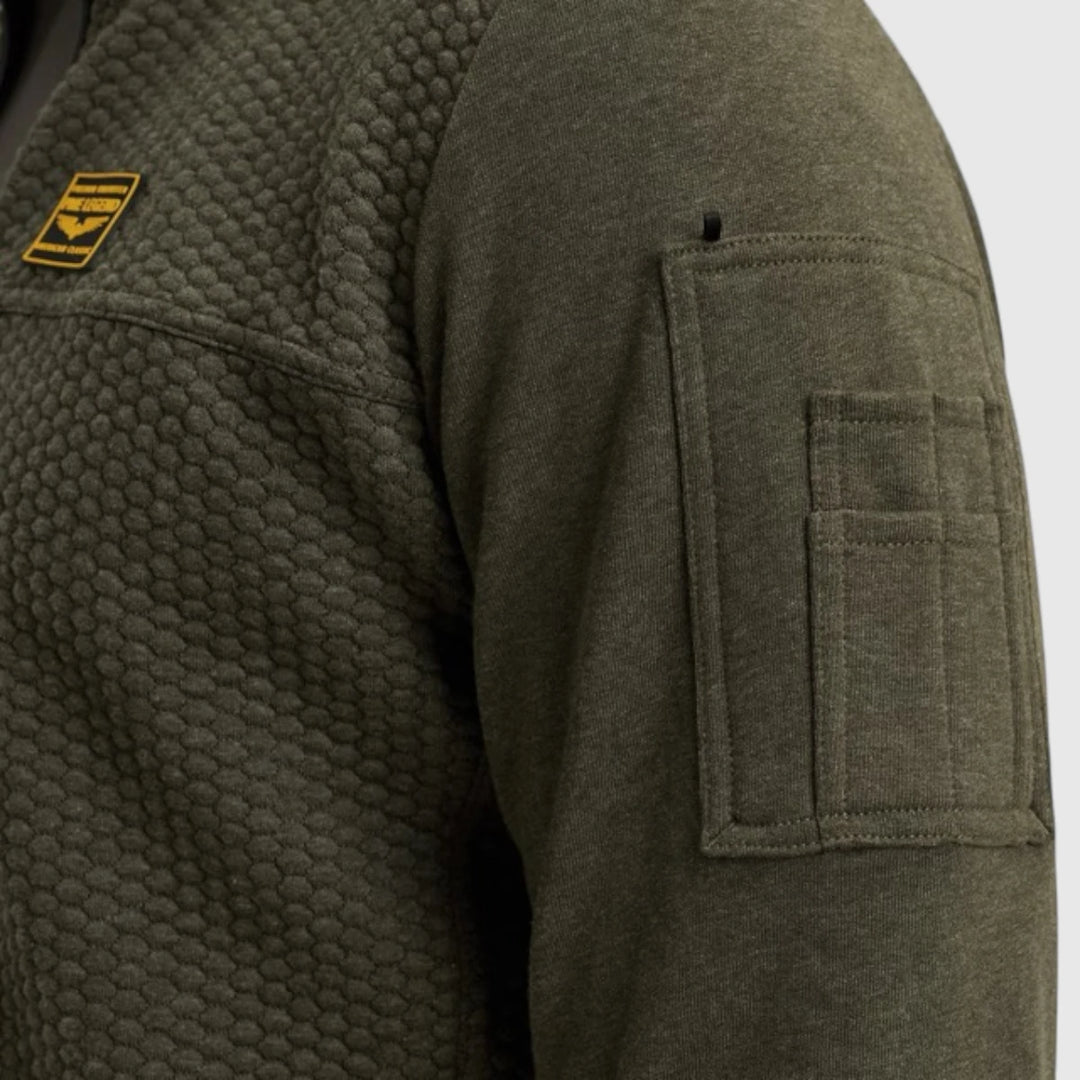 PSW2509436-8039 PME Legend Zip Jacket Jacquard Interlock Sweat Beluga / Groen