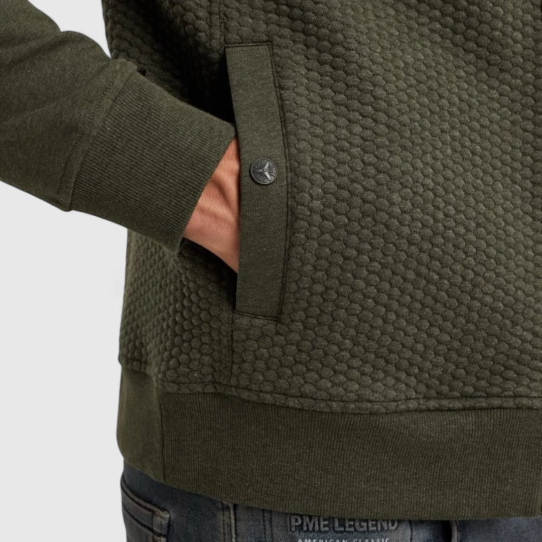 PSW2509436-8039 PME Legend Zip Jacket Jacquard Interlock Sweat Beluga / Groen