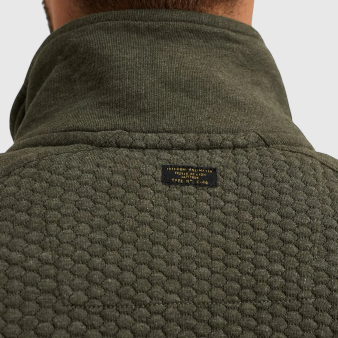 PSW2509436-8039 PME Legend Zip Jacket Jacquard Interlock Sweat Beluga / Groen