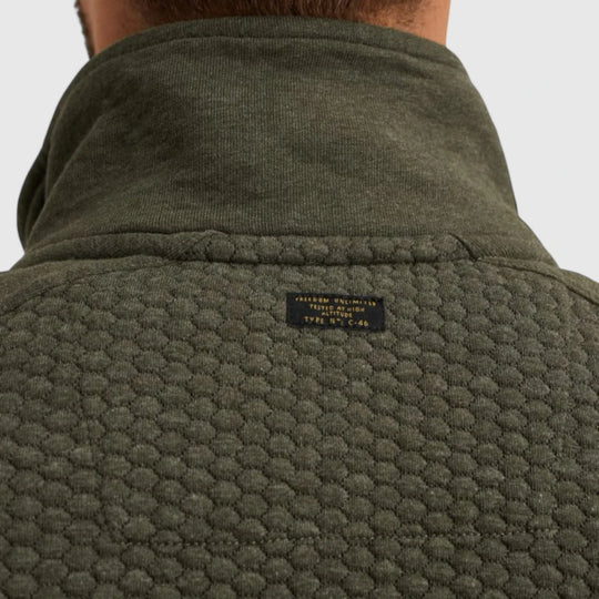 PSW2509436-8039 PME Legend Zip Jacket Jacquard Interlock Sweat Beluga / Groen