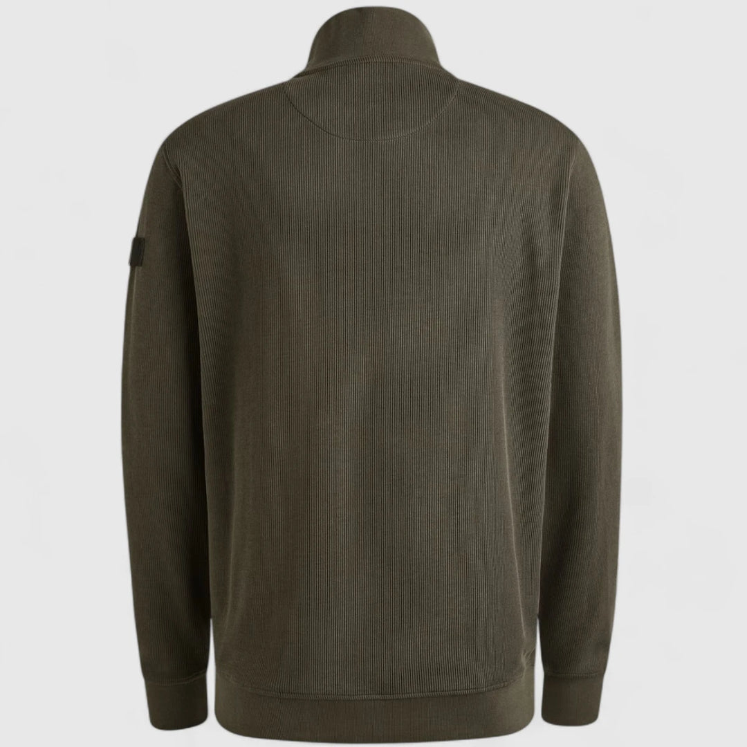 PSW2509457-8039 PME Legend Knitwear Half Zip Collar Knit Look Jersey Beluga / Groen