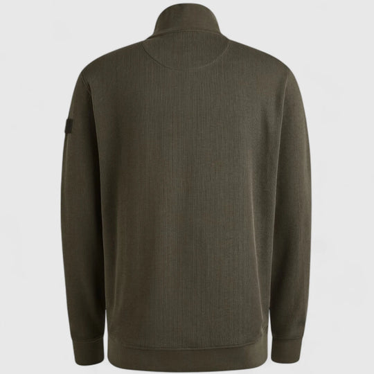 PSW2509457-8039 PME Legend Knitwear Half Zip Collar Knit Look Jersey Beluga / Groen