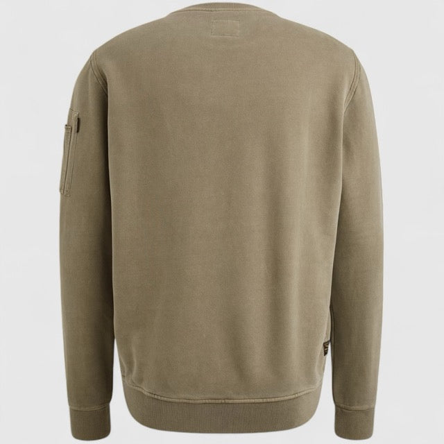 PSW2510473-6389 PME Legend Crewneck Peach Fleece Dusky Green / Groen