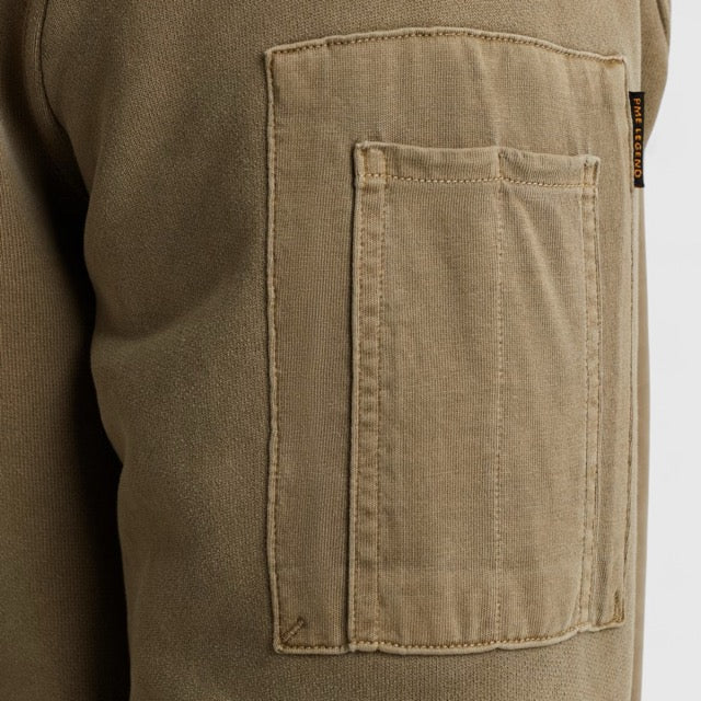 PSW2510473-6389 PME Legend Crewneck Peach Fleece Dusky Green / Groen