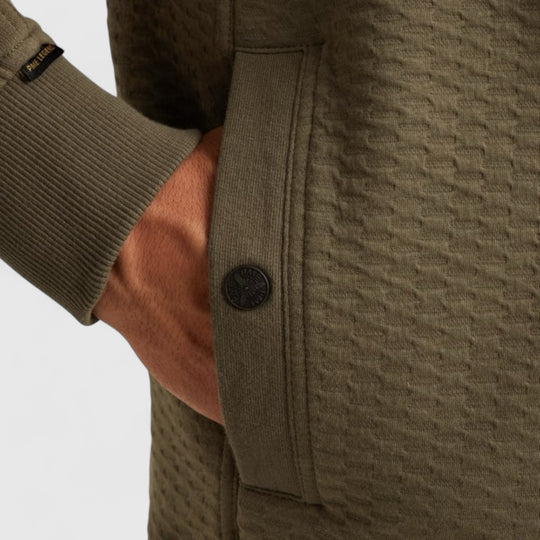 PSW2510474-6389 PME Legend Zip Jacket Jacquard Interlock Sweat Dusky Green / Groen