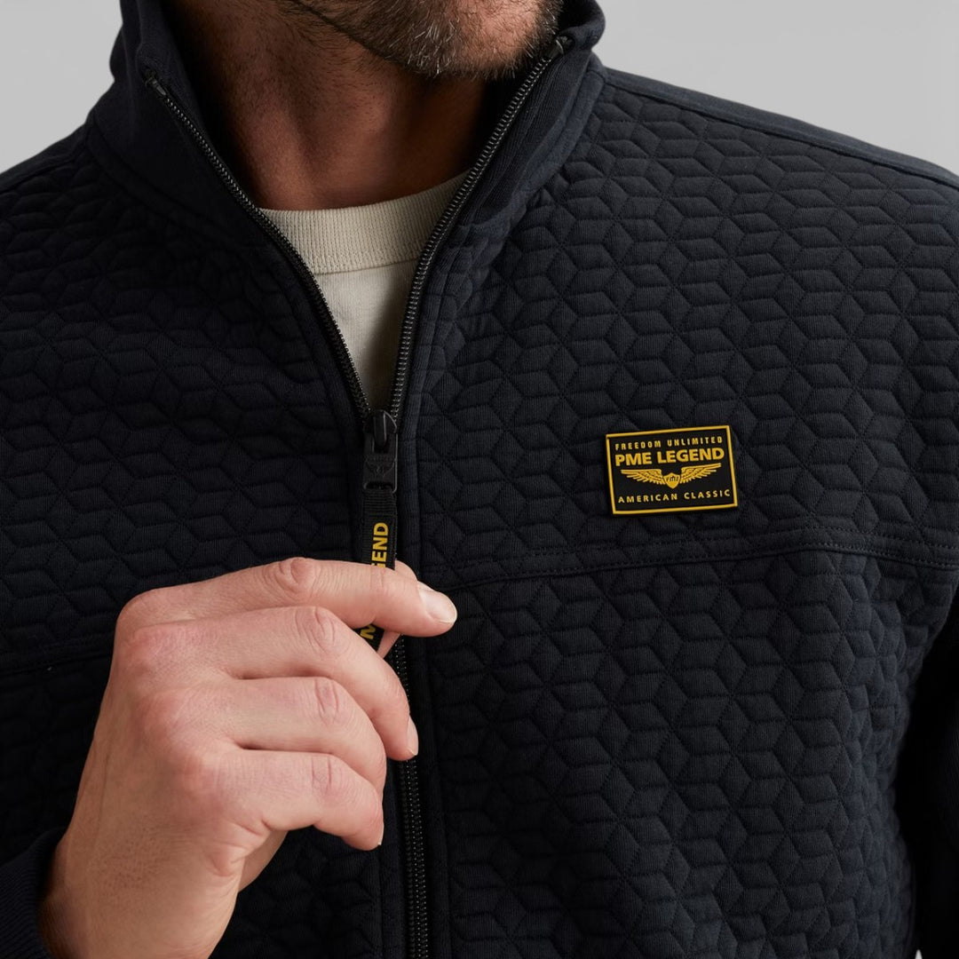 PSW2602475-5281 PME Legend Zip Jacket Jacquard Interlock French Terry Salute / Donkerblauw