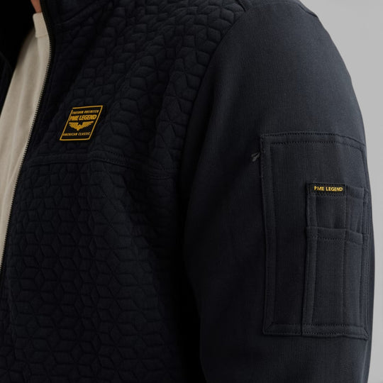 PSW2602475-5281 PME Legend Zip Jacket Jacquard Interlock French Terry Salute / Donkerblauw