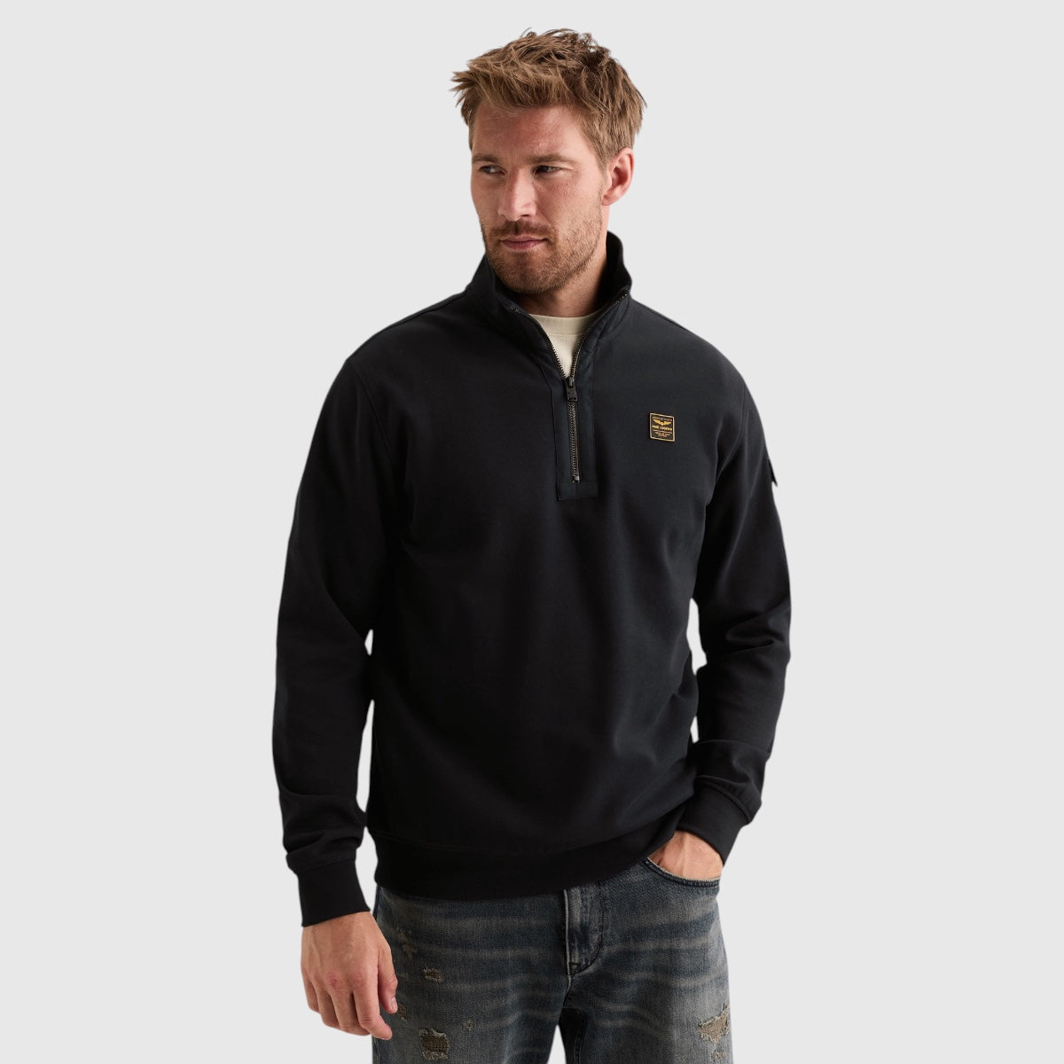 PME Legend half-zip sweater in Salute Donkerblauw, vooraanzicht, PSW2608423-5281