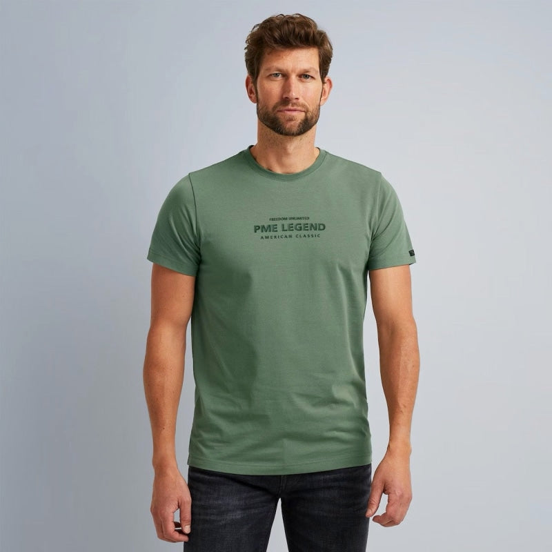 ptss2309565 6423 round neck cotton jersey pme legend t-shirt agave green crop1