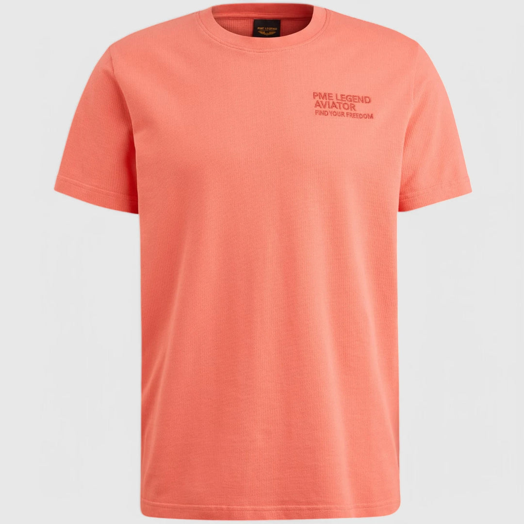 PTSS2504577-3067 PME Legend T-Shirt Round Neck Textured Jersey Porcelain Rose