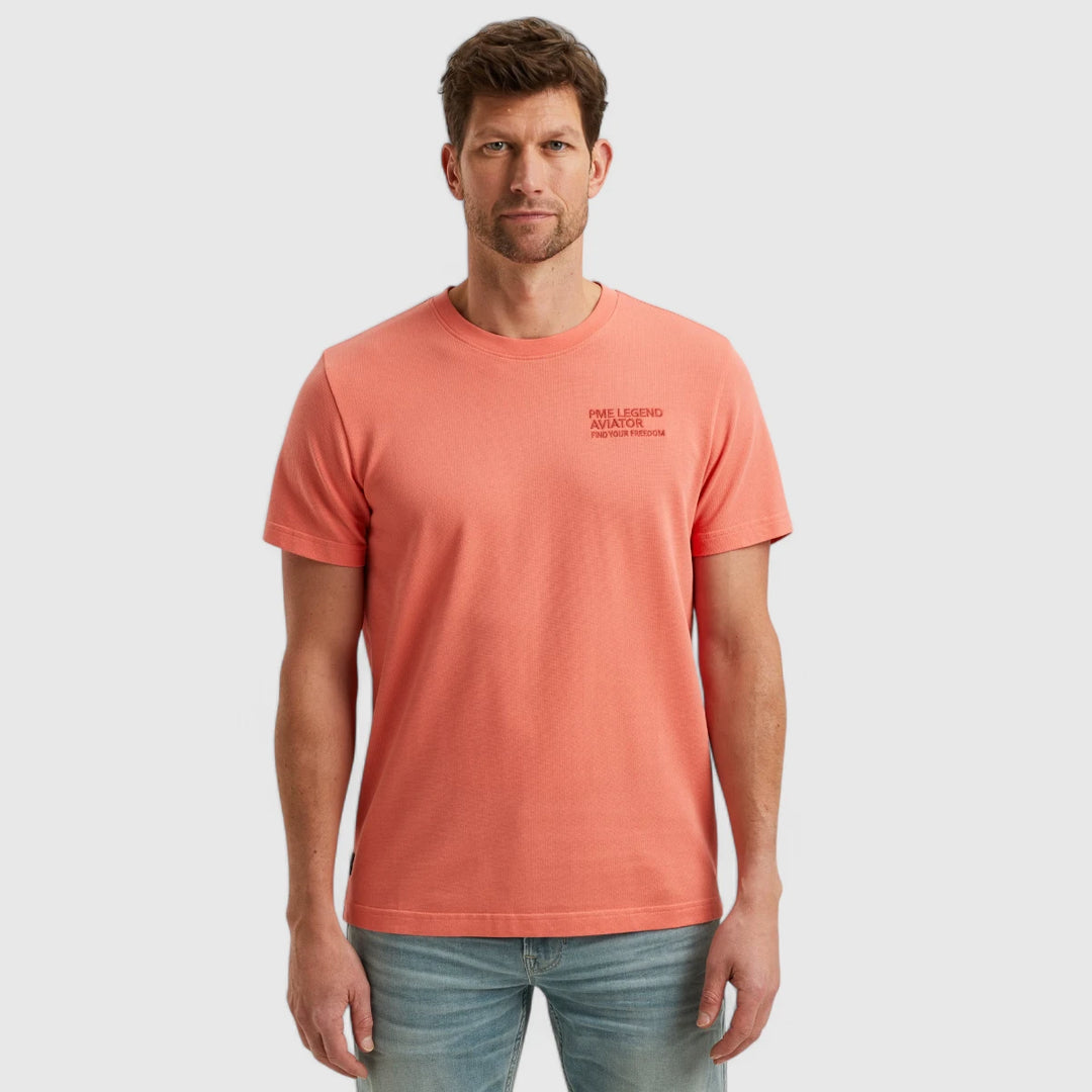 PTSS2504577-3067 PME Legend T-Shirt Round Neck Textured Jersey Porcelain Rose