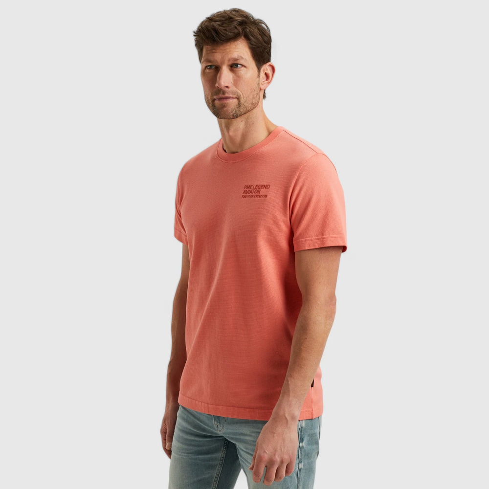 PTSS2504577-3067 PME Legend T-Shirt Round Neck Textured Jersey Porcelain Rose
