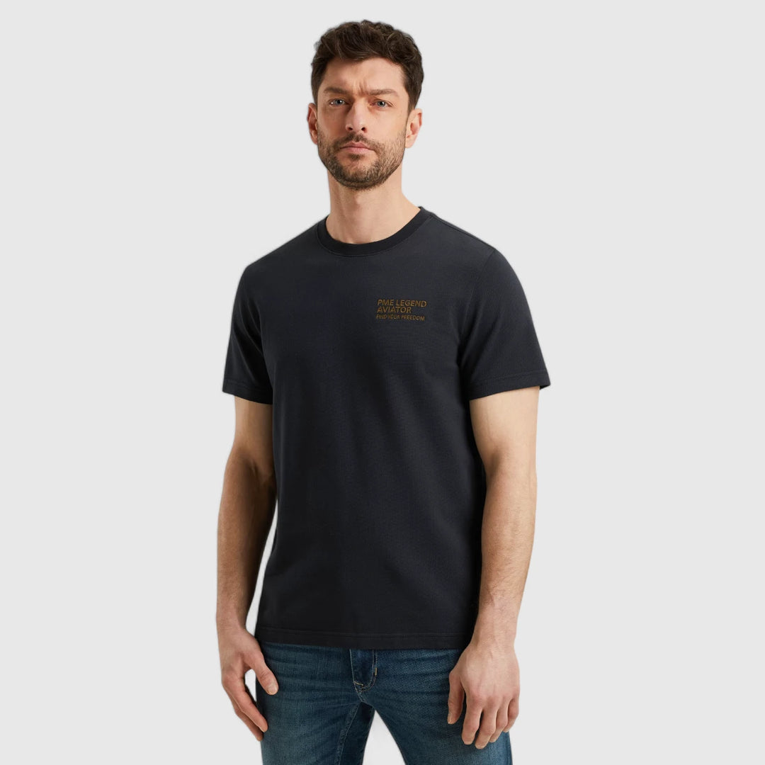 PTSS2504577-5281 PME Legend T-Shirt Round Neck Textured Jersey Salute/Navy