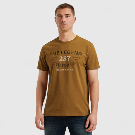 PTSS2506552-8187 PME Legend T-Shirt Open End Jersey Golden Brown