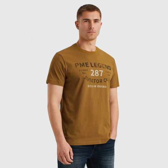 PTSS2506552-8187 PME Legend T-Shirt Open End Jersey Golden Brown