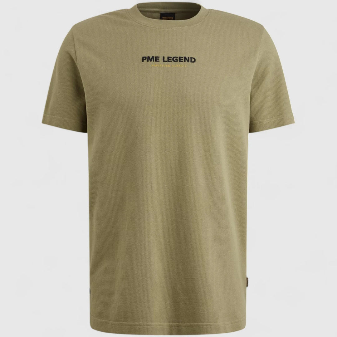 PTSS2508564-6379 PME Legend T-Shirt Round Neck Flat Waffle Jersey Oil Green