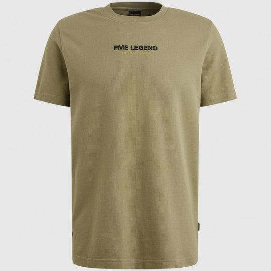 PTSS2508564-6379 PME Legend T-Shirt Round Neck Flat Waffle Jersey Oil Green