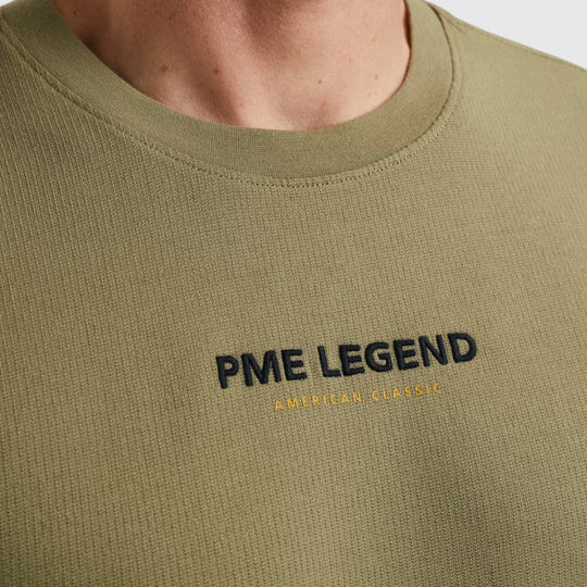 PTSS2508564-6379 PME Legend T-Shirt Round Neck Flat Waffle Jersey Oil Green
