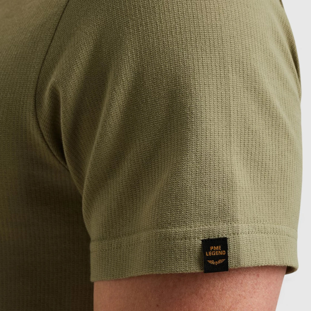 PTSS2508564-6379 PME Legend T-Shirt Round Neck Flat Waffle Jersey Oil Green