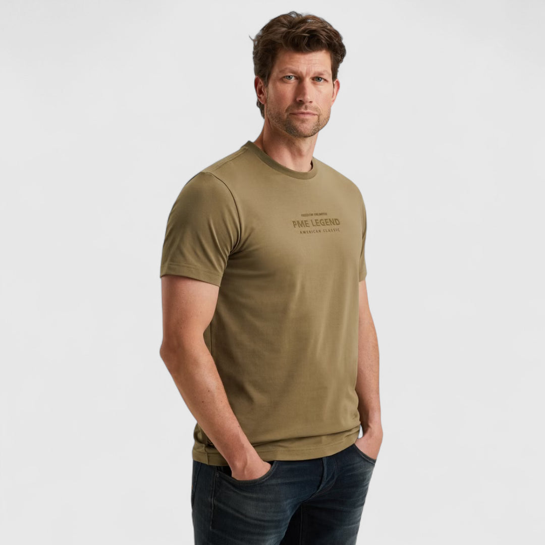 PTSS2510584-6389 PME Legend T-Shirt Cotton Elastane Jersey Dusky Green / Groen
