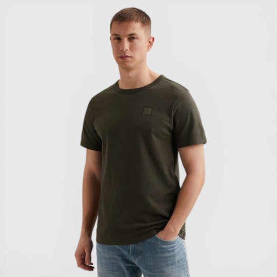 PME Legend T-Shirt Met Jacquard Geweven Streeppatroon