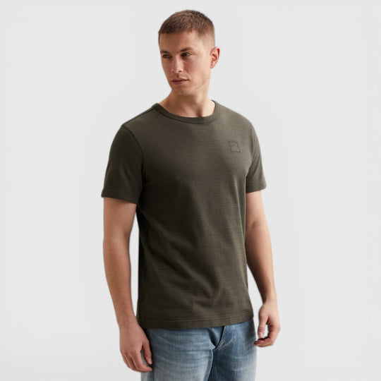 PME Legend T-Shirt Met Jacquard Geweven Streeppatroon