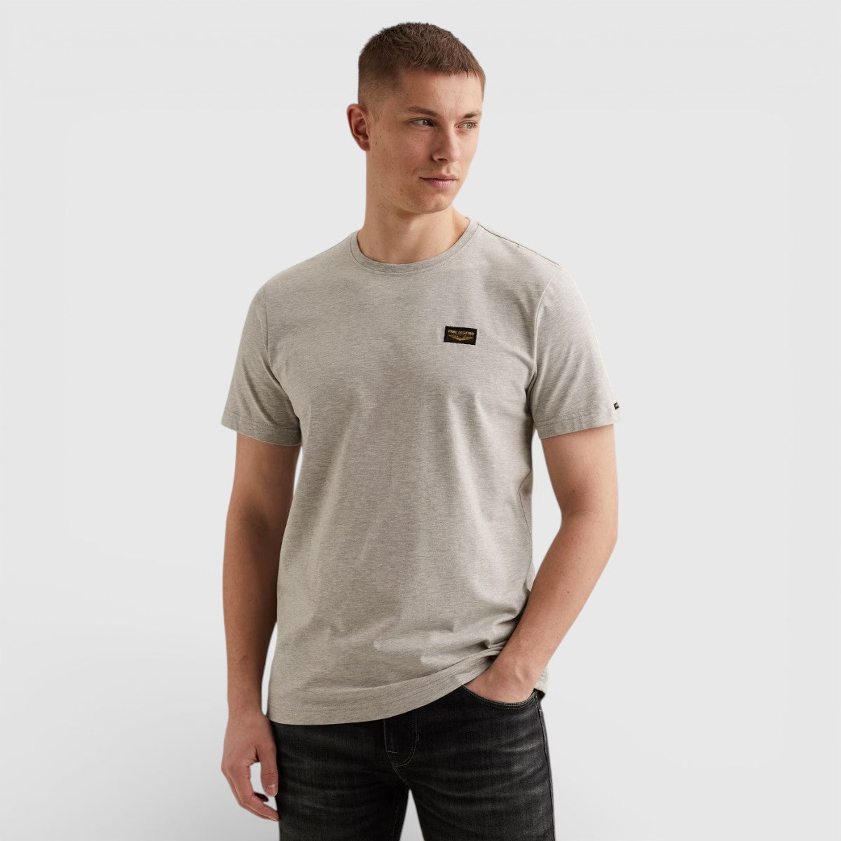 PTSS2602599-921 PME Legend Short Sleeve Round Neck Guyver T-Shirt Light Grey Melee / Grijs Wit