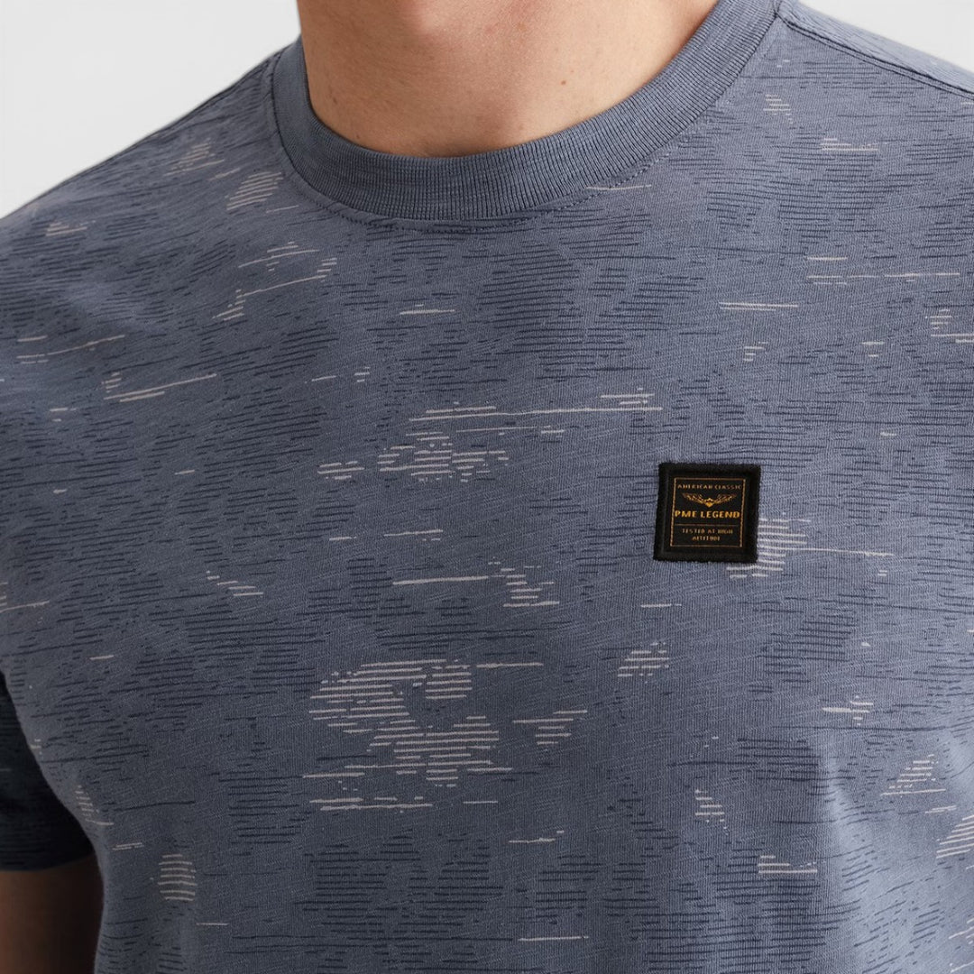 PTSS2603574-5052 PME Legend T-shirt All Over Print Slub Katoen Misty Water