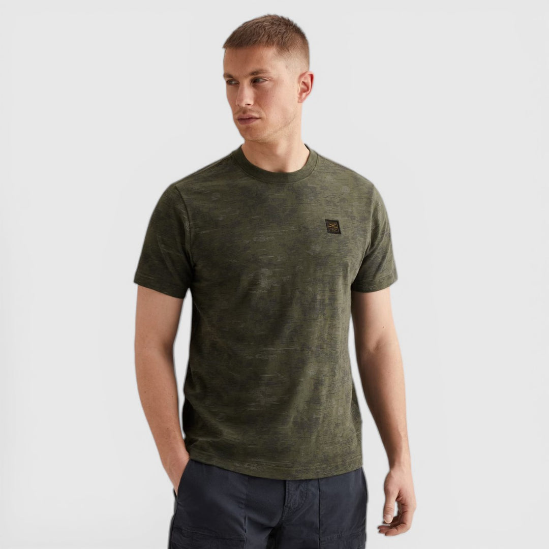PTSS2603574-6150 PME Legend T-shirt All Over Print Slub Katoen Thyme / Groen