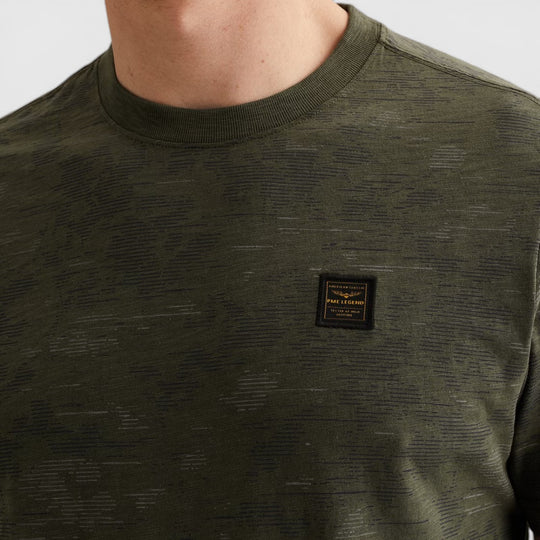 PTSS2603574-6150 PME Legend T-shirt All Over Print Slub Katoen Thyme / Groen