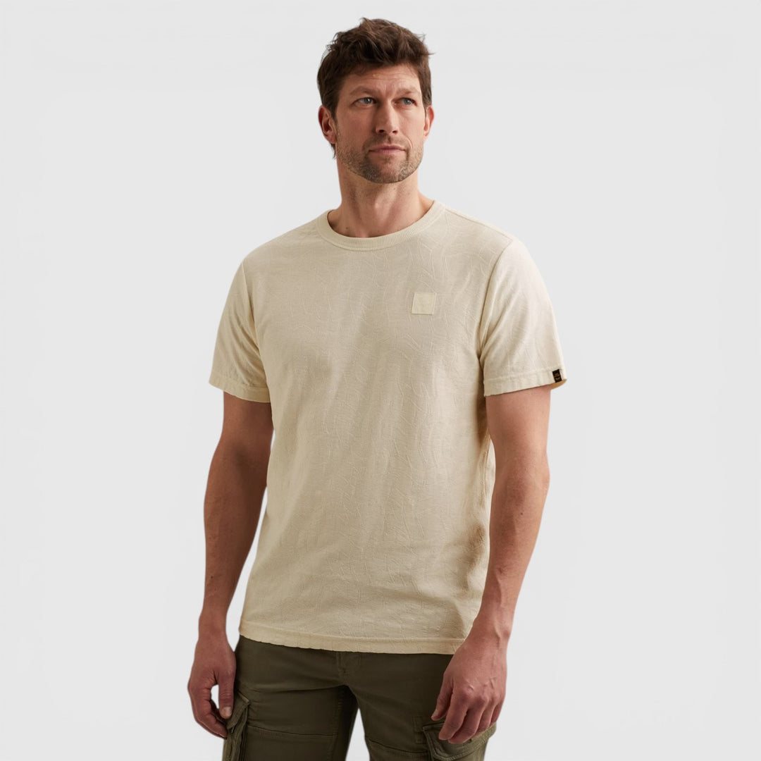 PTSS2604564-7001 PME Legend T-Shirt Jacquard Jersey Egret / Beige