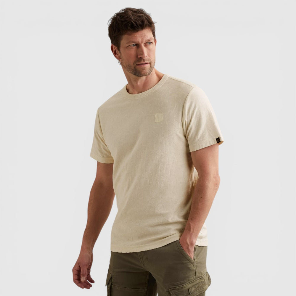 PTSS2604564-7001 PME Legend T-Shirt Jacquard Jersey Egret / Beige