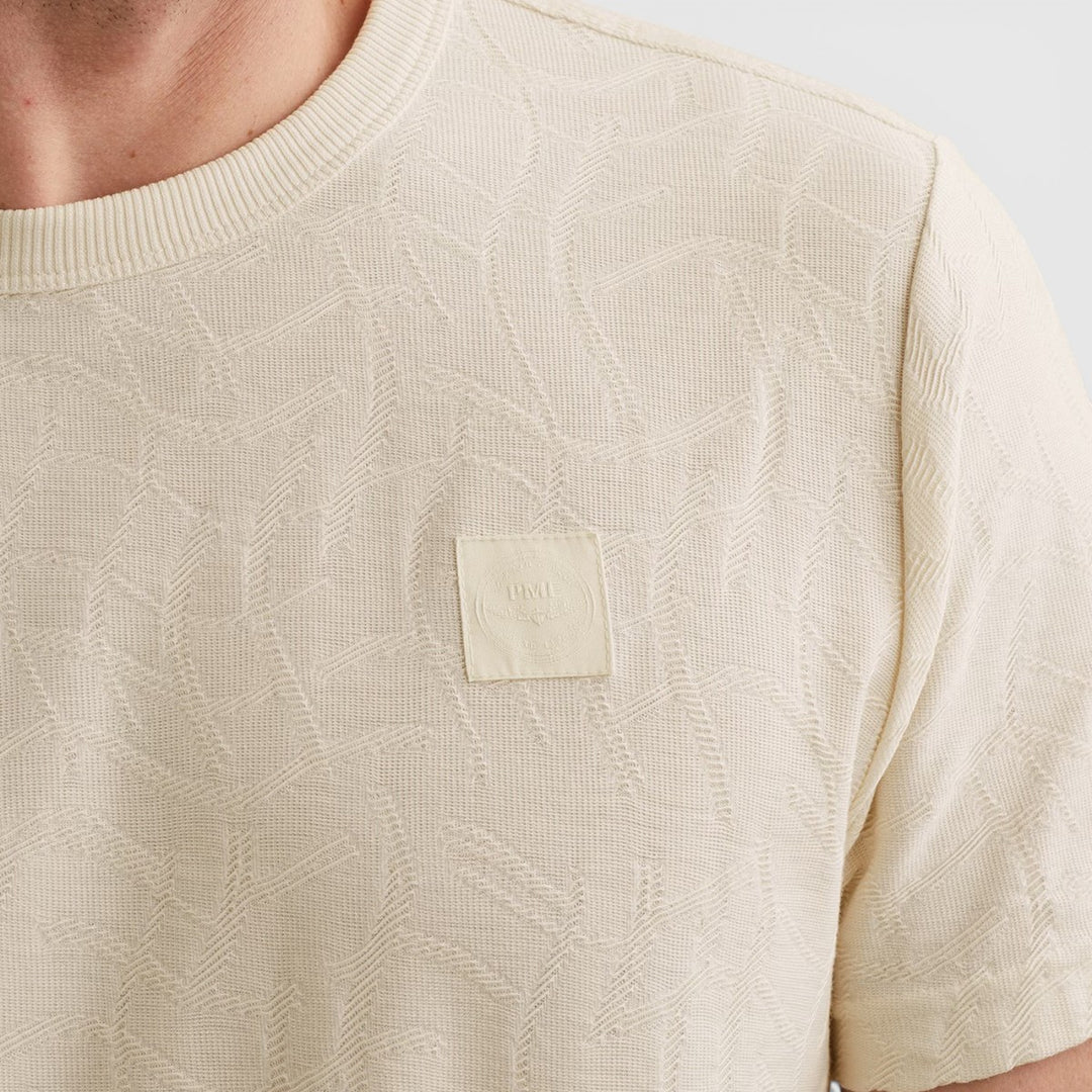 PTSS2604564-7001 PME Legend T-Shirt Jacquard Jersey Egret / Beige