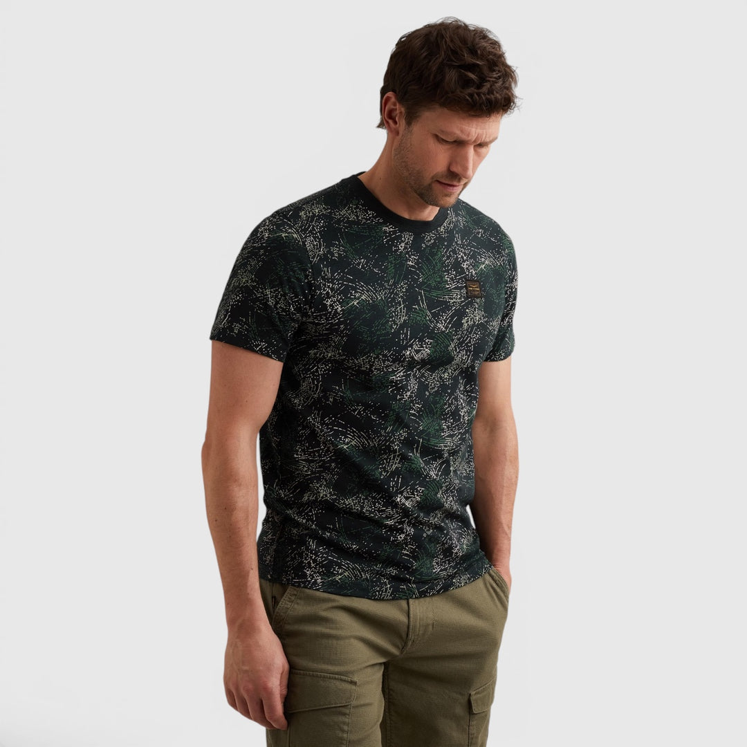 PTSS2604588-5282 PME Legend T-shirt Van Slub Jersey Allover Print Carbon / Blauw