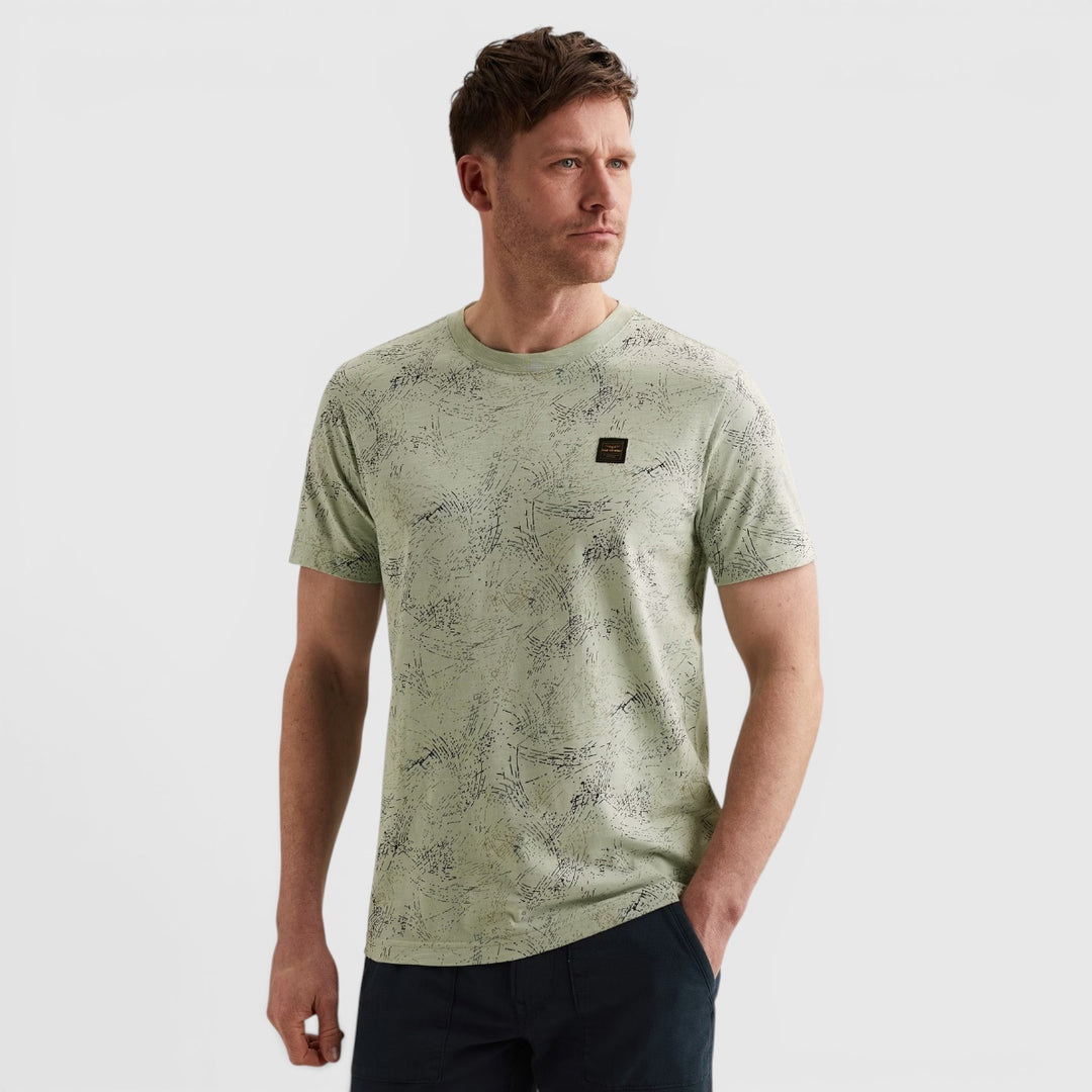 PTSS2604588-6168 PME Legend T-shirt Van Slub Jersey Allover Print Cameo Green / Groen