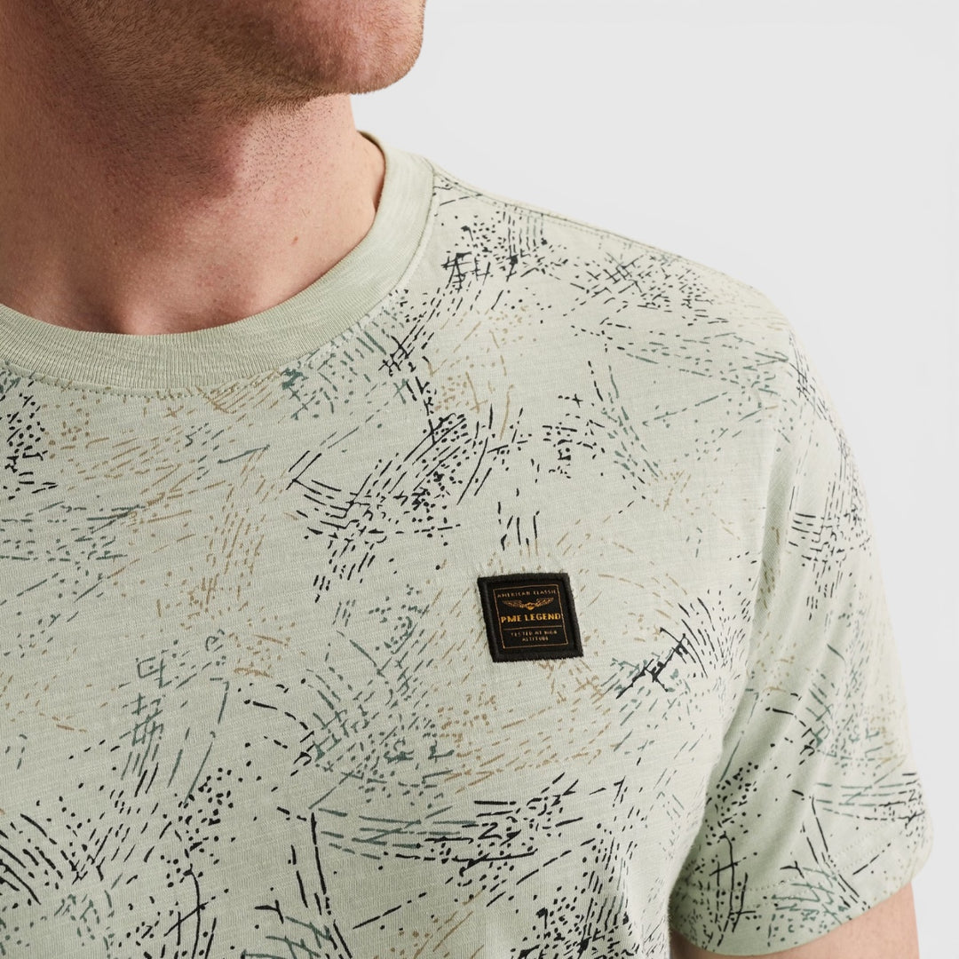PTSS2604588-6168 PME Legend T-shirt Van Slub Jersey Allover Print Cameo Green / Groen
