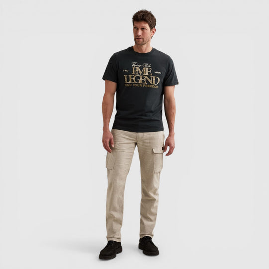 PTSS2604596-5282 PME Legend T-shirt met Grote Artwork Print Carbon / Donkerblauw