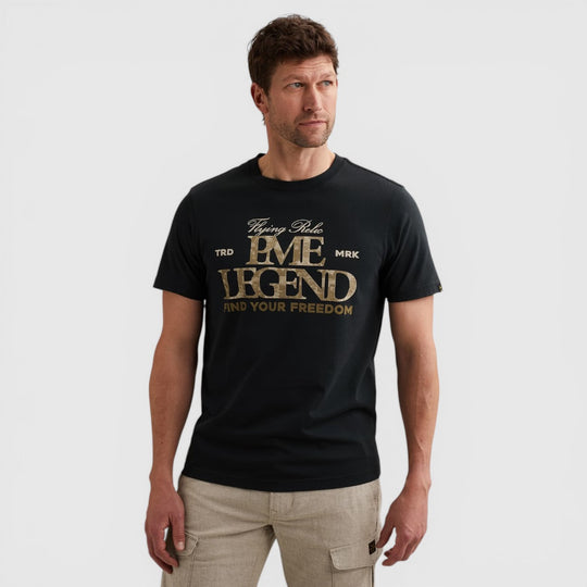 PTSS2604596-5282 PME Legend T-shirt met Grote Artwork Print Carbon / Donkerblauw