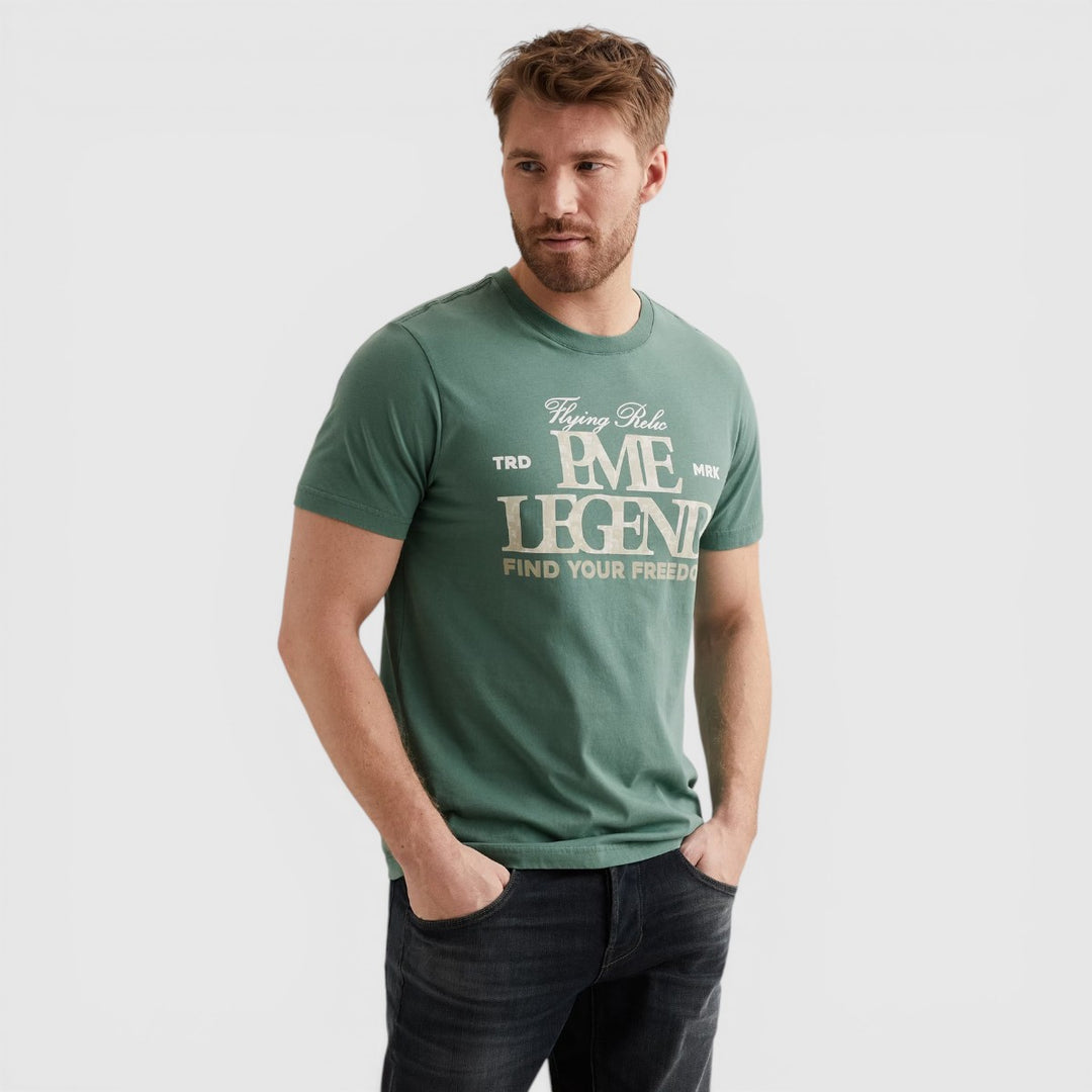 PTSS2604596-6053 PME Legend T-shirt met Grote Artwork Print Deep Sea / Groen